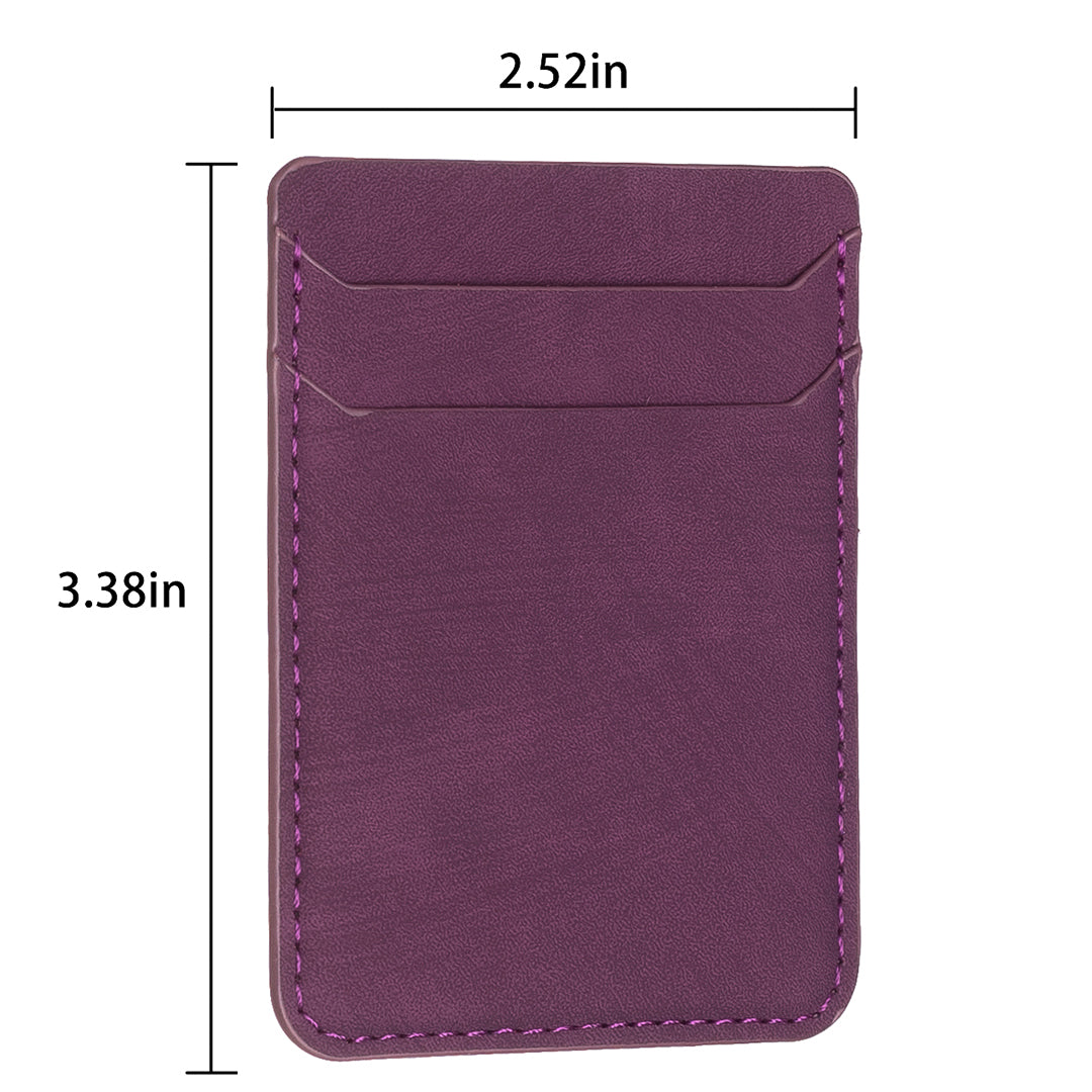 BFK13 Phone Card Holder Credit Card ID Case Pouch Matte Leather Stick On Pocket for Back of Phone - Dark Purple