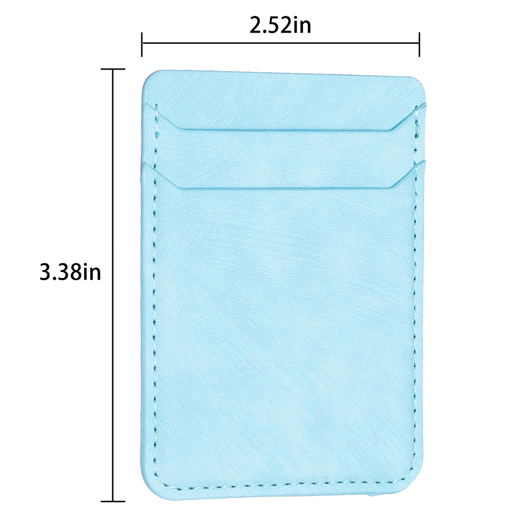BFK13 Phone Card Holder Credit Card ID Case Pouch Matte Leather Stick On Pocket for Back of Phone - Blue