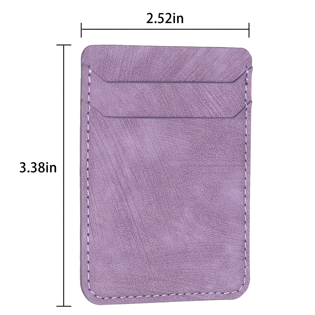 BFK13 Phone Card Holder Credit Card ID Case Pouch Matte Leather Stick On Pocket for Back of Phone - Purple