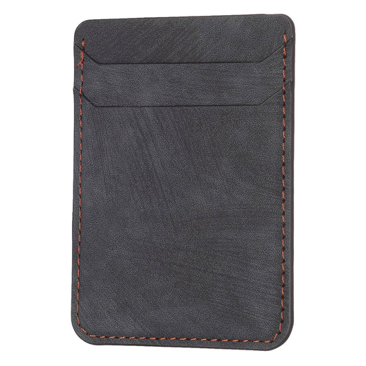 BFK13 Phone Card Holder Credit Card ID Case Pouch Matte Leather Stick On Pocket for Back of Phone - Black