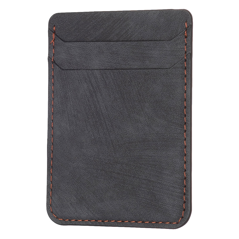 BFK13 Phone Card Holder Credit Card ID Case Pouch Matte Leather Stick On Pocket for Back of Phone - Black