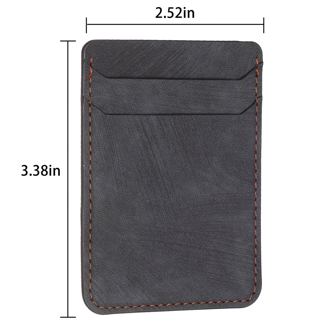 BFK13 Phone Card Holder Credit Card ID Case Pouch Matte Leather Stick On Pocket for Back of Phone - Black