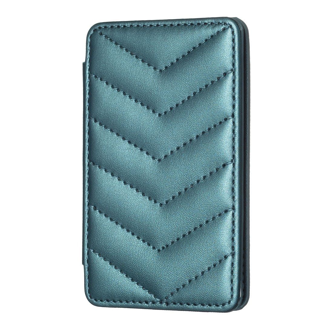 BFK02 Phone Card Holder Leather ID Case Sticker 3D Wave Pattern Pocket Pouch for Phone Case - Green