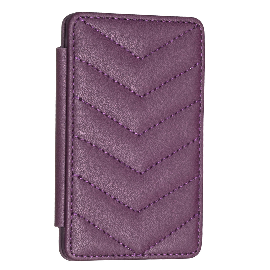 BFK02 Phone Card Holder Leather ID Case Sticker 3D Wave Pattern Pocket Pouch for Phone Case - Dark Purple