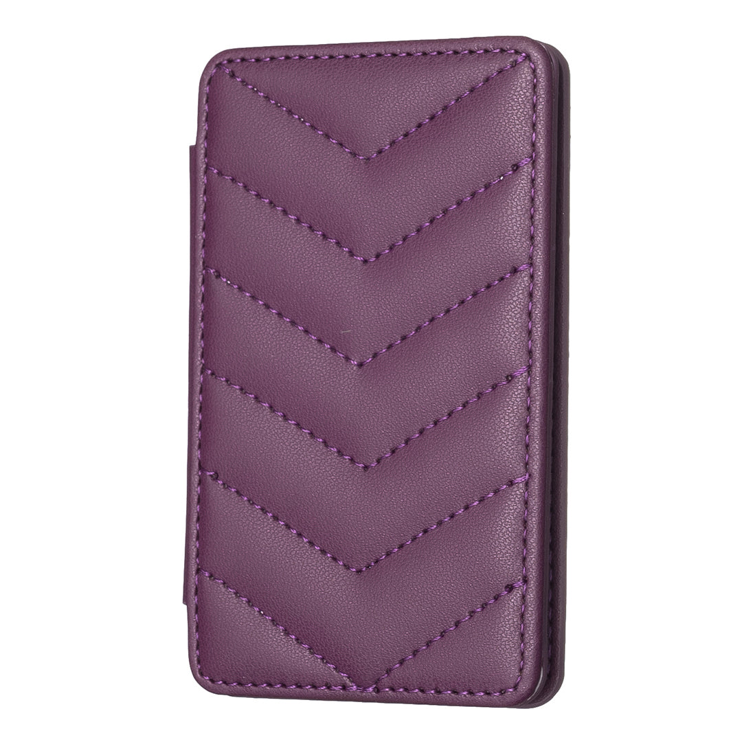 BFK02 Phone Card Holder Leather ID Case Sticker 3D Wave Pattern Pocket Pouch for Phone Case - Dark Purple