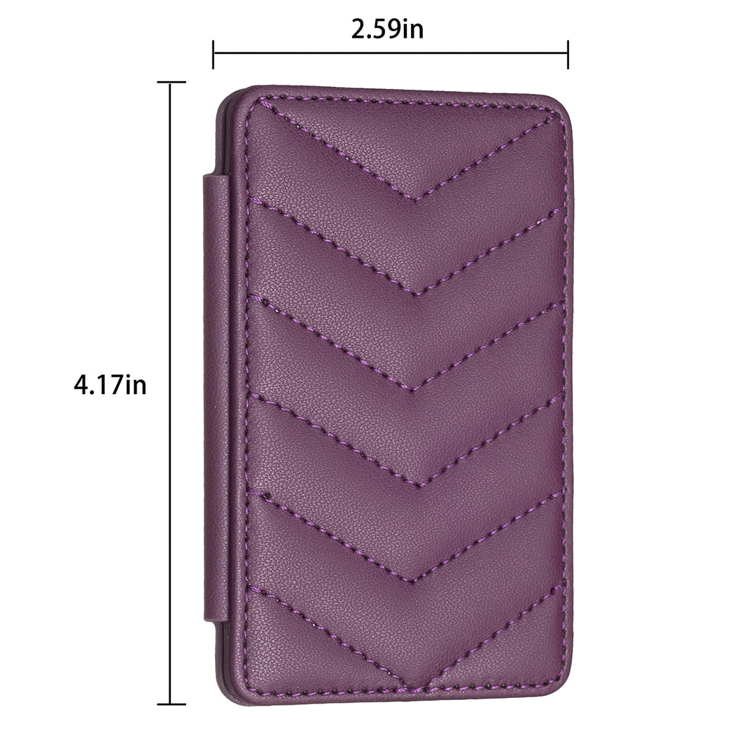 BFK02 Phone Card Holder Leather ID Case Sticker 3D Wave Pattern Pocket Pouch for Phone Case - Dark Purple