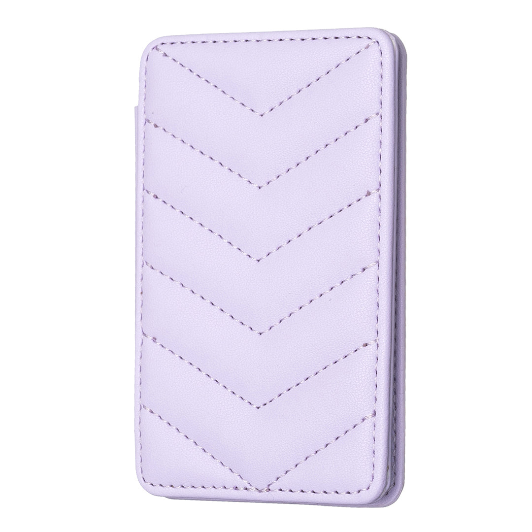 BFK02 Phone Card Holder Leather ID Case Sticker 3D Wave Pattern Pocket Pouch for Phone Case - Purple