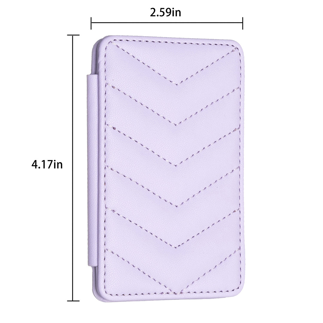 BFK02 Phone Card Holder Leather ID Case Sticker 3D Wave Pattern Pocket Pouch for Phone Case - Purple