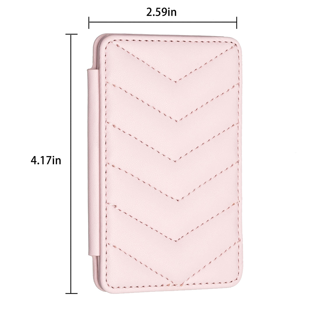 BFK02 Phone Card Holder Leather ID Case Sticker 3D Wave Pattern Pocket Pouch for Phone Case - Pink