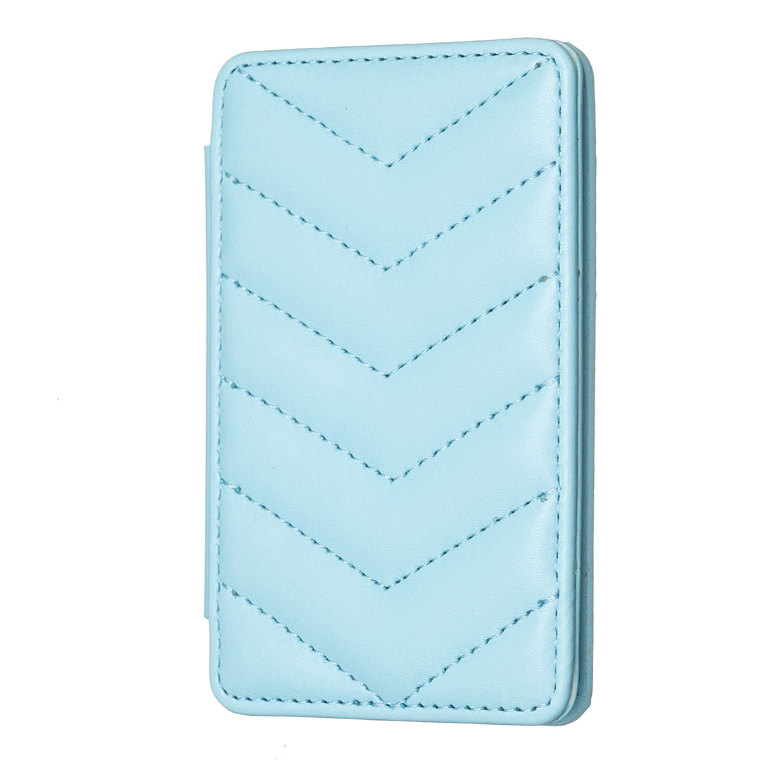 BFK02 Phone Card Holder Leather ID Case Sticker 3D Wave Pattern Pocket Pouch for Phone Case - Blue