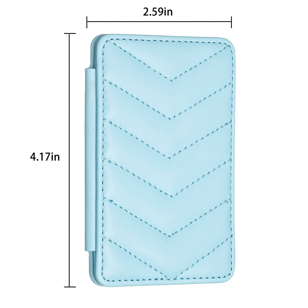 BFK02 Phone Card Holder Leather ID Case Sticker 3D Wave Pattern Pocket Pouch for Phone Case - Blue