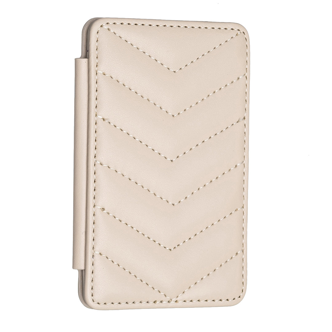 BFK02 Phone Card Holder Leather ID Case Sticker 3D Wave Pattern Pocket Pouch for Phone Case - Light Yellow