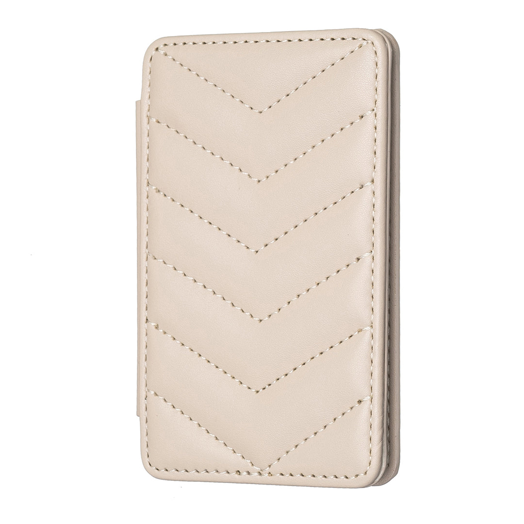 BFK02 Phone Card Holder Leather ID Case Sticker 3D Wave Pattern Pocket Pouch for Phone Case - Light Yellow