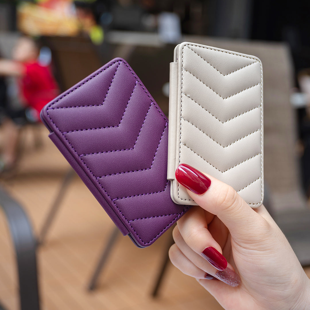 BFK02 Phone Card Holder Leather ID Case Sticker 3D Wave Pattern Pocket Pouch for Phone Case - Light Yellow