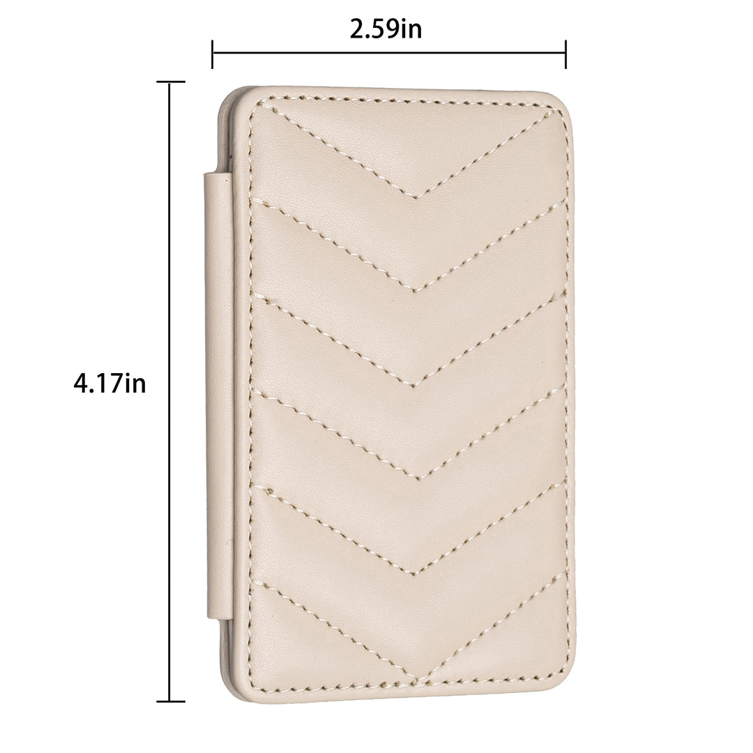 BFK02 Phone Card Holder Leather ID Case Sticker 3D Wave Pattern Pocket Pouch for Phone Case - Light Yellow