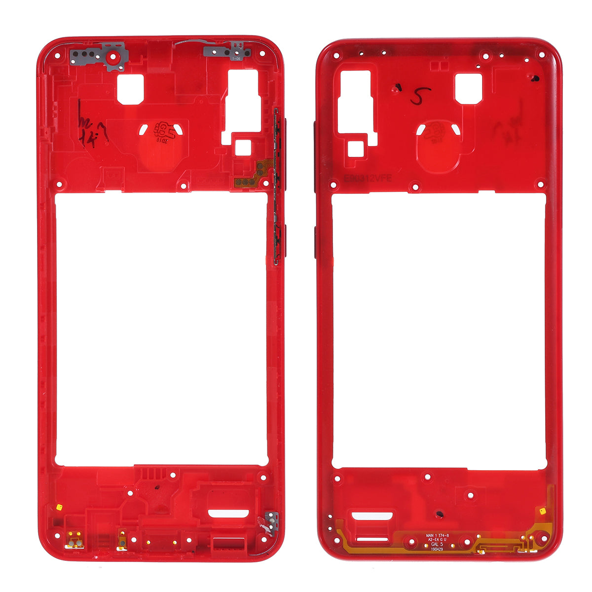OEM Middle Plate Frame Repair Part (Plastic) for Samsung Galaxy A20 SM-A205F - Red