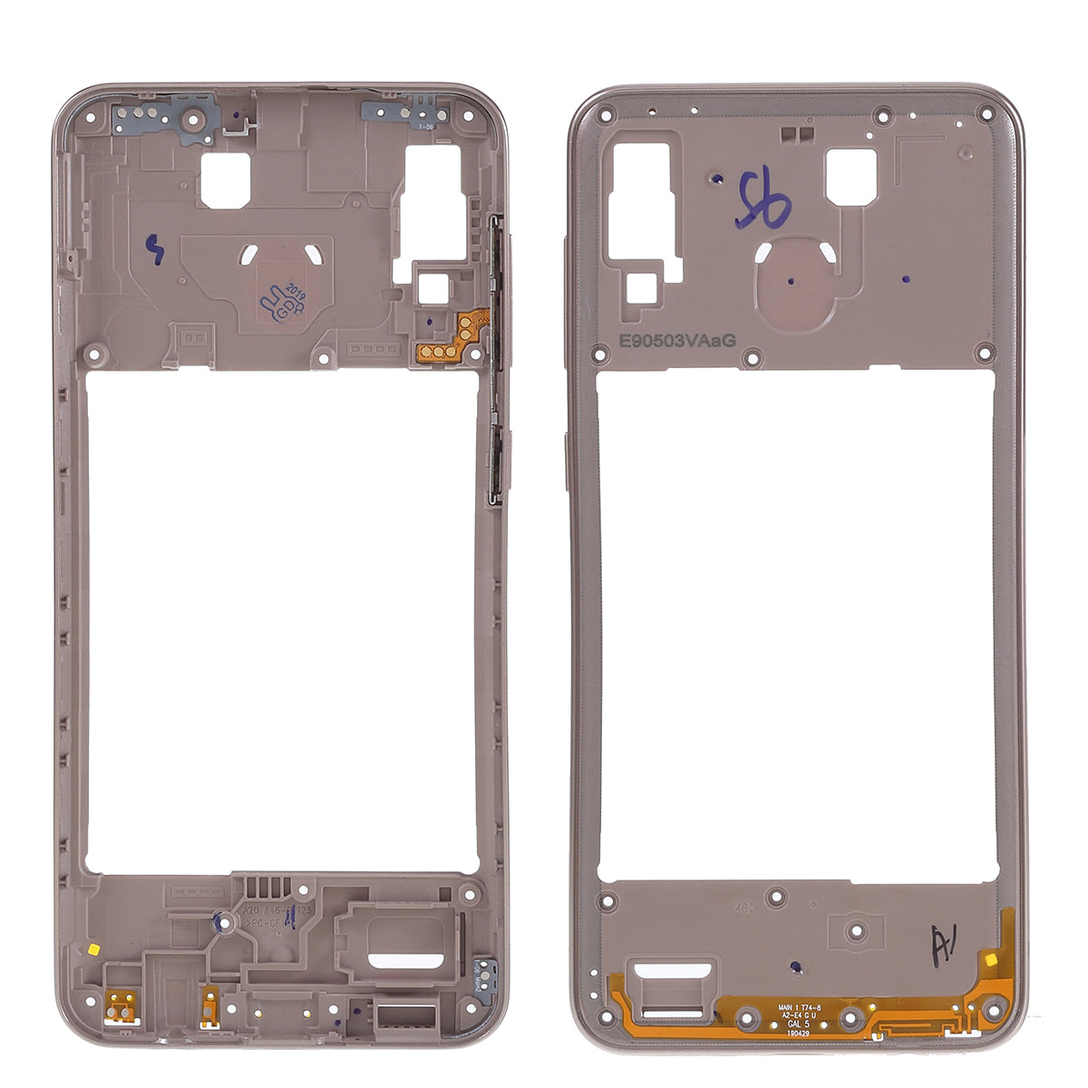 OEM Middle Plate Frame Repair Part (Plastic) for Samsung Galaxy A20 SM-A205F - Gold