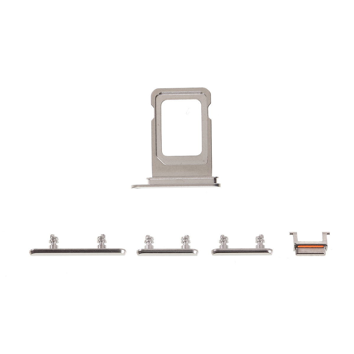 OEM Side Buttons Set for iPhone 11 Pro (Mute / Power / Volume Buttons + Sim Card Tray) - Silver