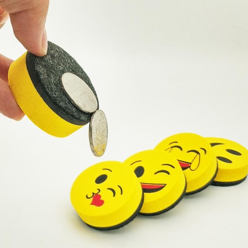 3 PCS Yellow Smile Face Whiteboard Eraser Magnetic Board Erasers Wipe Dry School Blackboard Marker Cleaner 6 Styles Random Color Delivery
