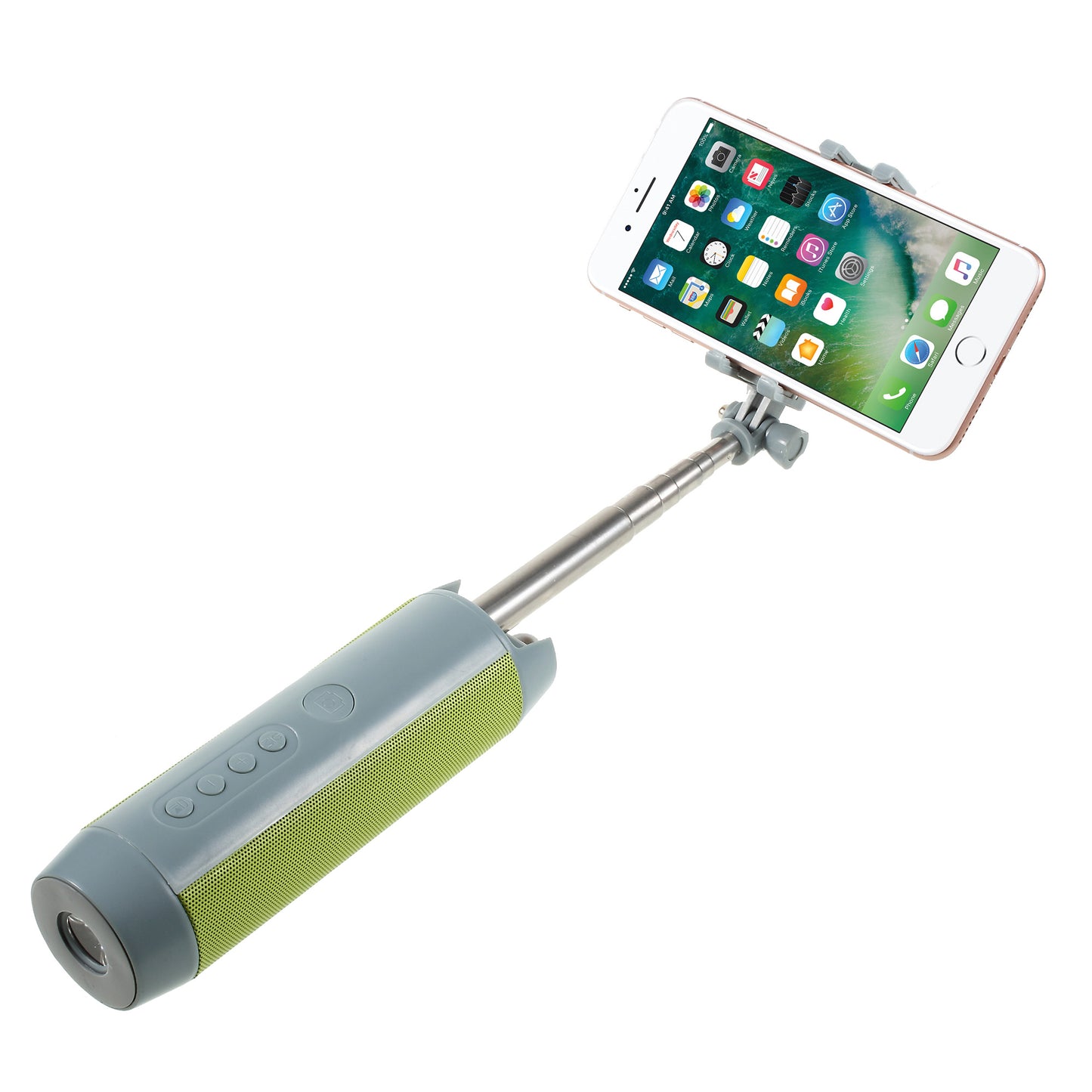 Multi-function Bluetooth Selfie Stick + Bluetooth Speaker + Portable Power Bank + Phone Holder - Green