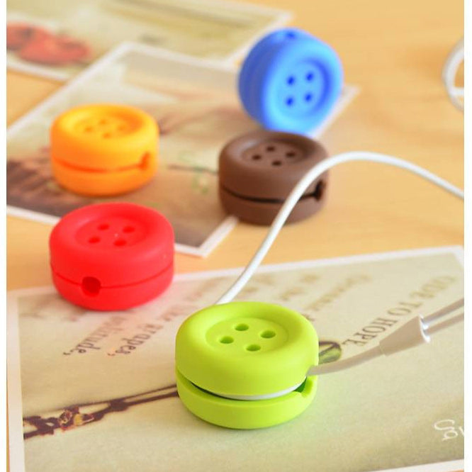 Cute Button Style Earphone Cable Winder Organizer