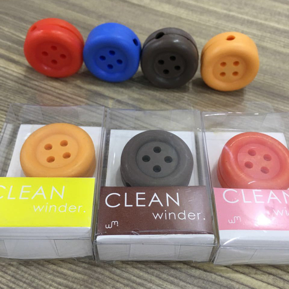 Cute Button Style Earphone Cable Winder Organizer