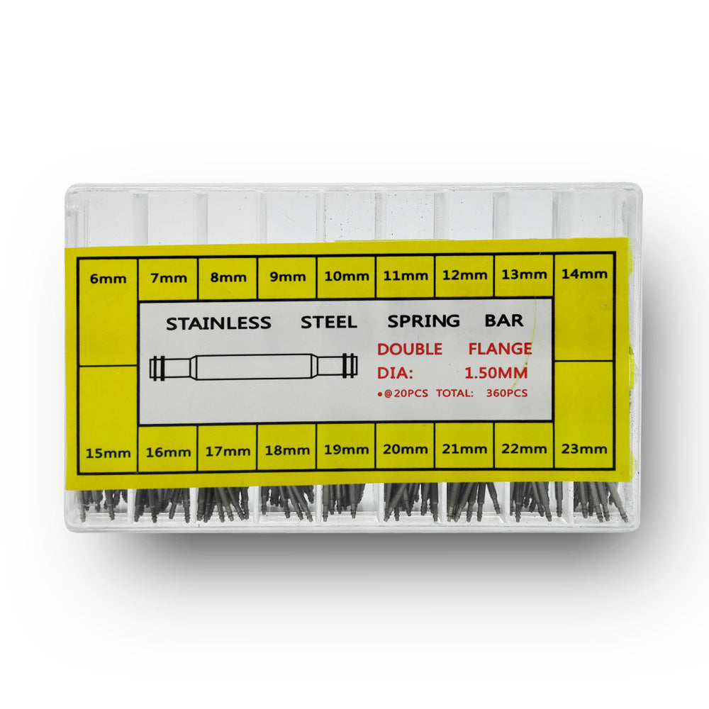 360PCS Watch Band Stainless Steel Spring Bars Set - Double Flange, 6-23mm