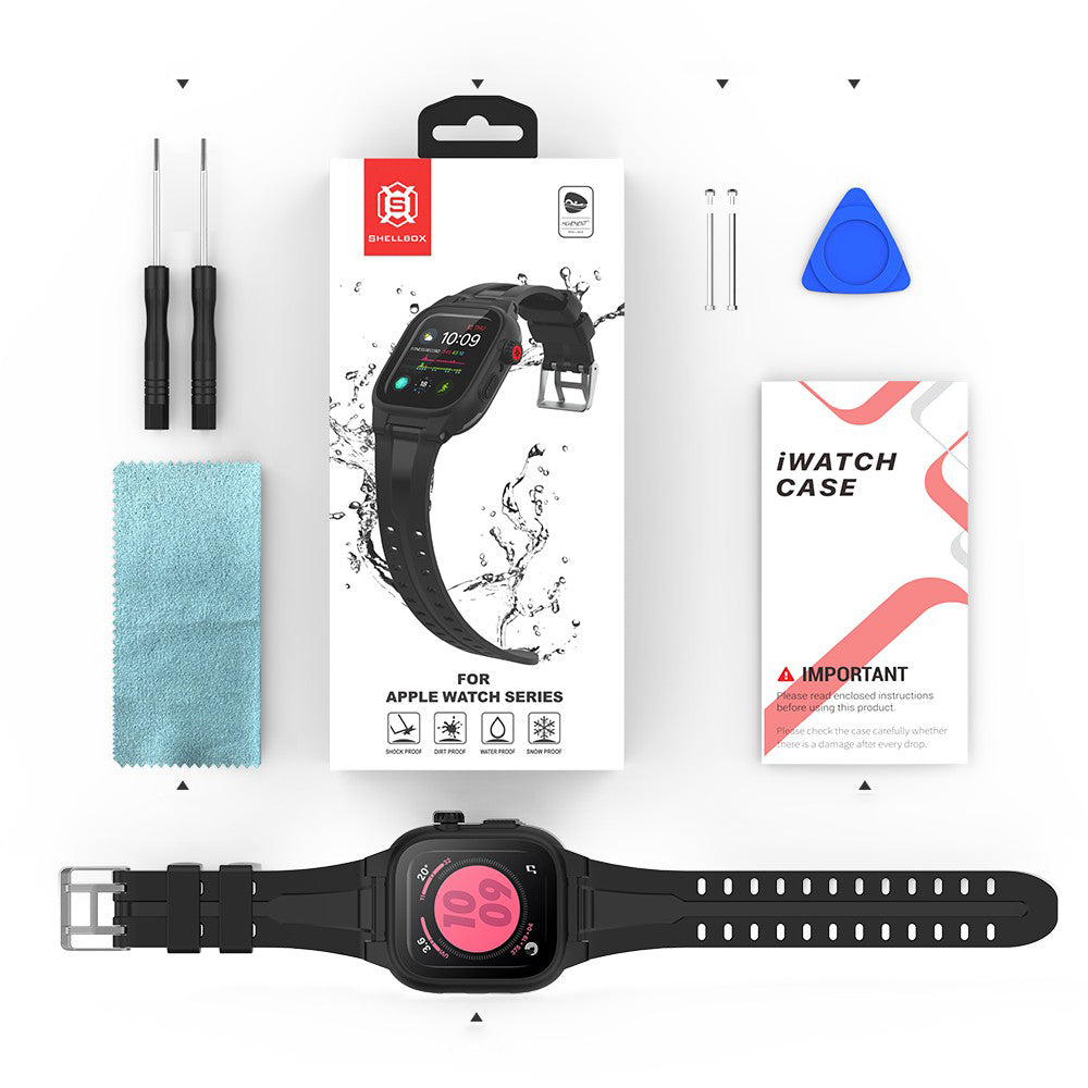 SHELLBOX Silicone Watch Band+Waterproof Cover for Apple Watch Series 3 / 2 42mm