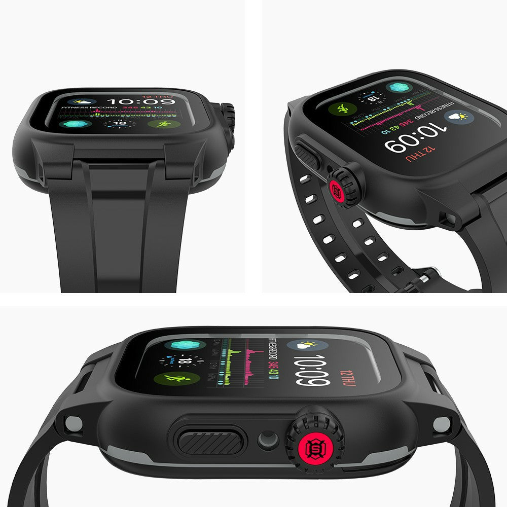 SHELLBOX Breathable Sports Silicone Watch Band+Waterproof Cover for Apple Watch Series SE / SE (2022) / 6 / 5 / 4 44mm