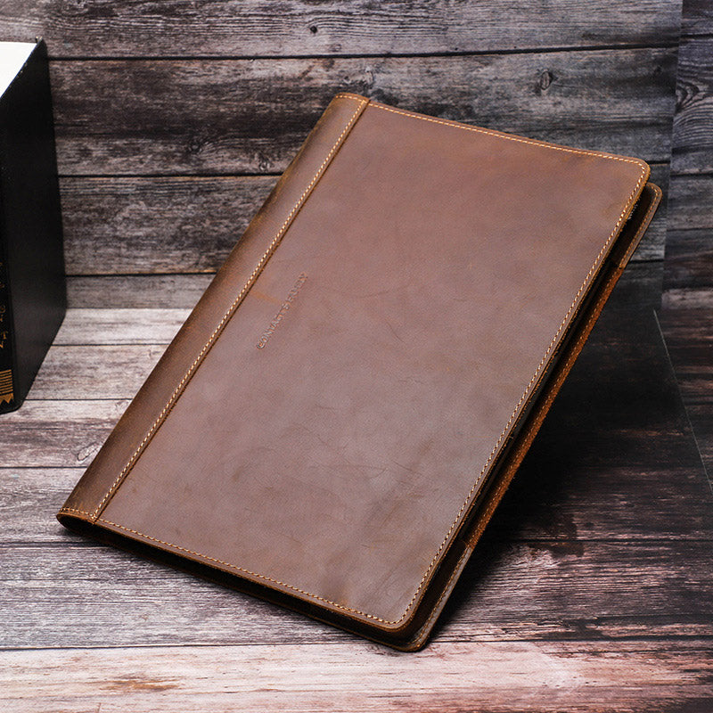 Crazy Horse Genuine Leather Folio Protective Cover for MacBook Pro 15.4-inch (2016-2018)