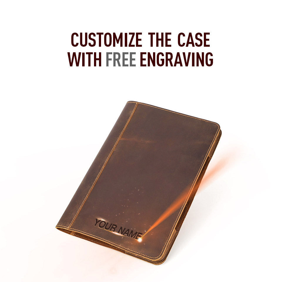 Crazy Horse Genuine Leather Folio Protective Cover for MacBook Pro 15.4-inch (2016-2018)