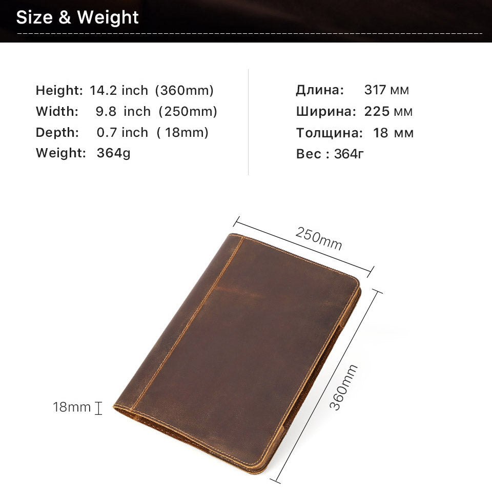 Crazy Horse Genuine Leather Folio Protective Cover for MacBook Pro 15.4-inch (2016-2018)