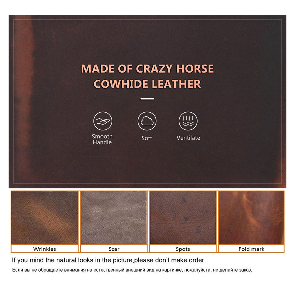 CONTACTS FAMILY Large Capacity Retro Crazy Horse Cowhide Genuine Leather Laptop Protective Bag with Hand Strap for MacBook Pro 15.4inch/16inch