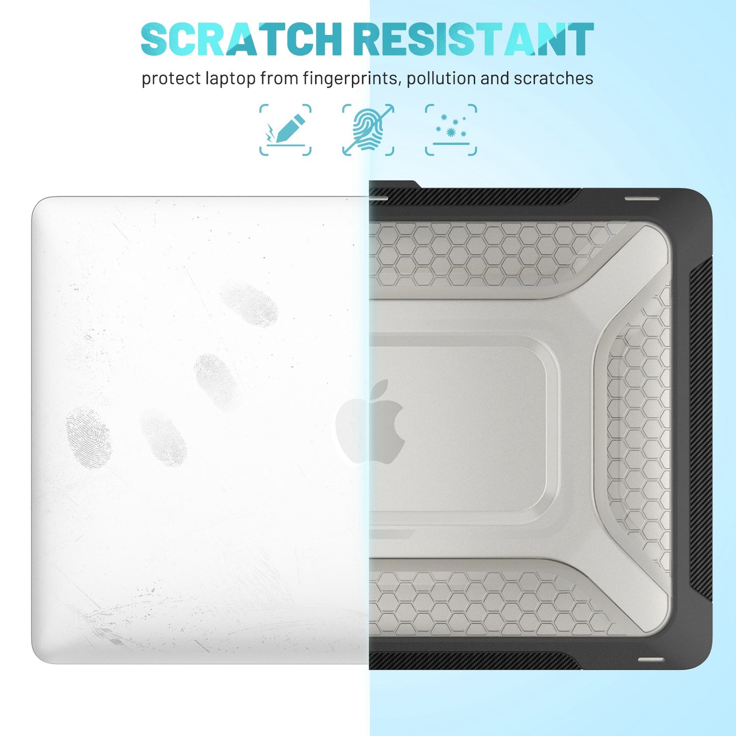 For MacBook Pro 13 inch (2020) PC + TPU Laptop Case Anti-scratch Full-Protection Notebook Cover with Supporting Feet - Black