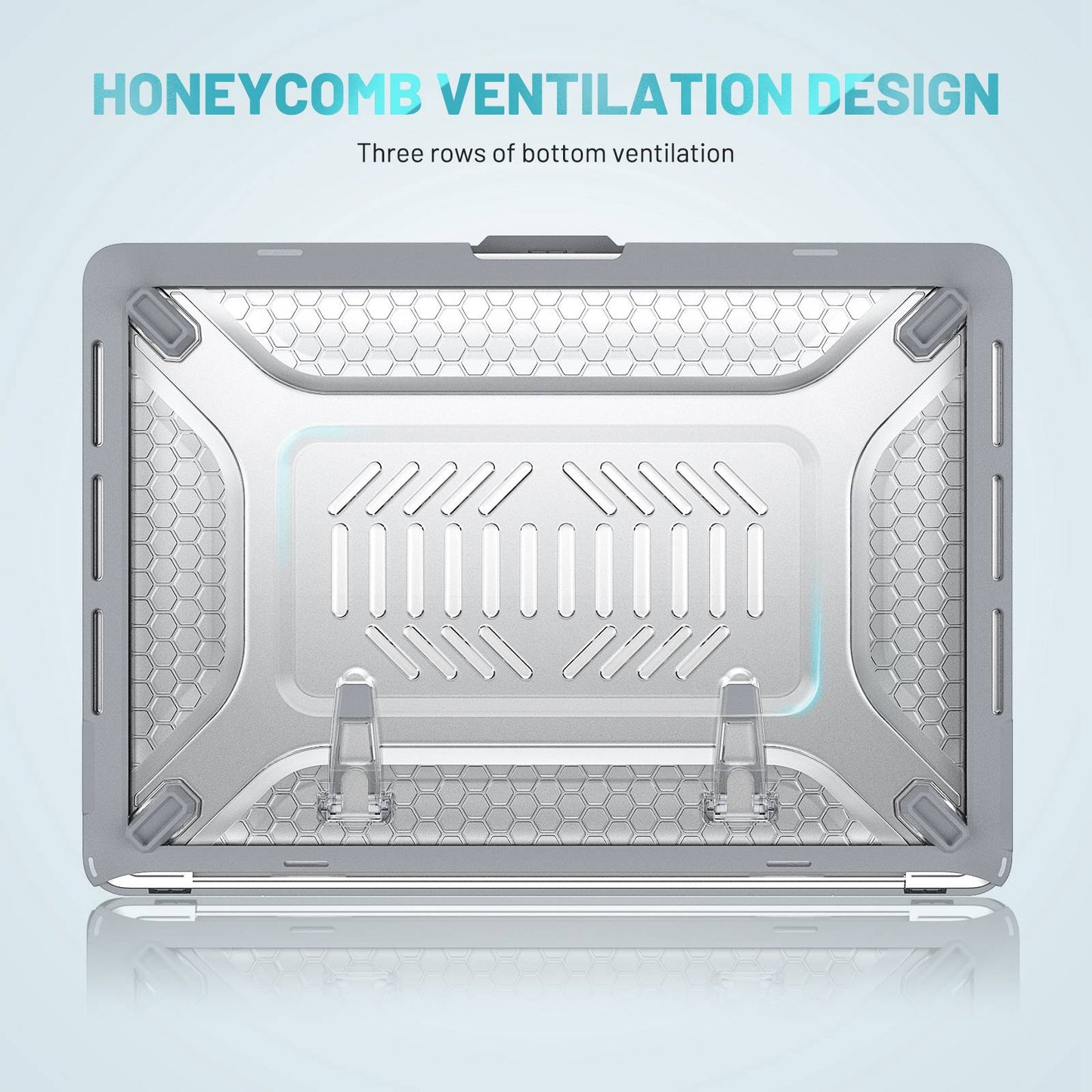 For MacBook Pro 13 inch (2020) PC + TPU Laptop Case Anti-scratch Full-Protection Notebook Cover with Supporting Feet - Grey