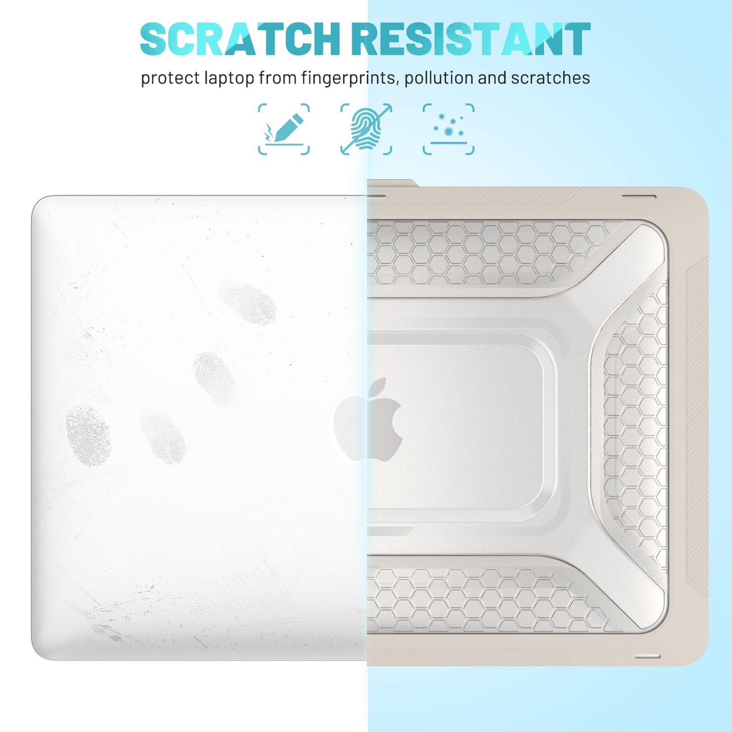 for MacBook Pro 13 inch (2020) PC + TPU Laptop Case Anti-scratch Full-Protection Notebook Cover with Supporting Feet - Apricot