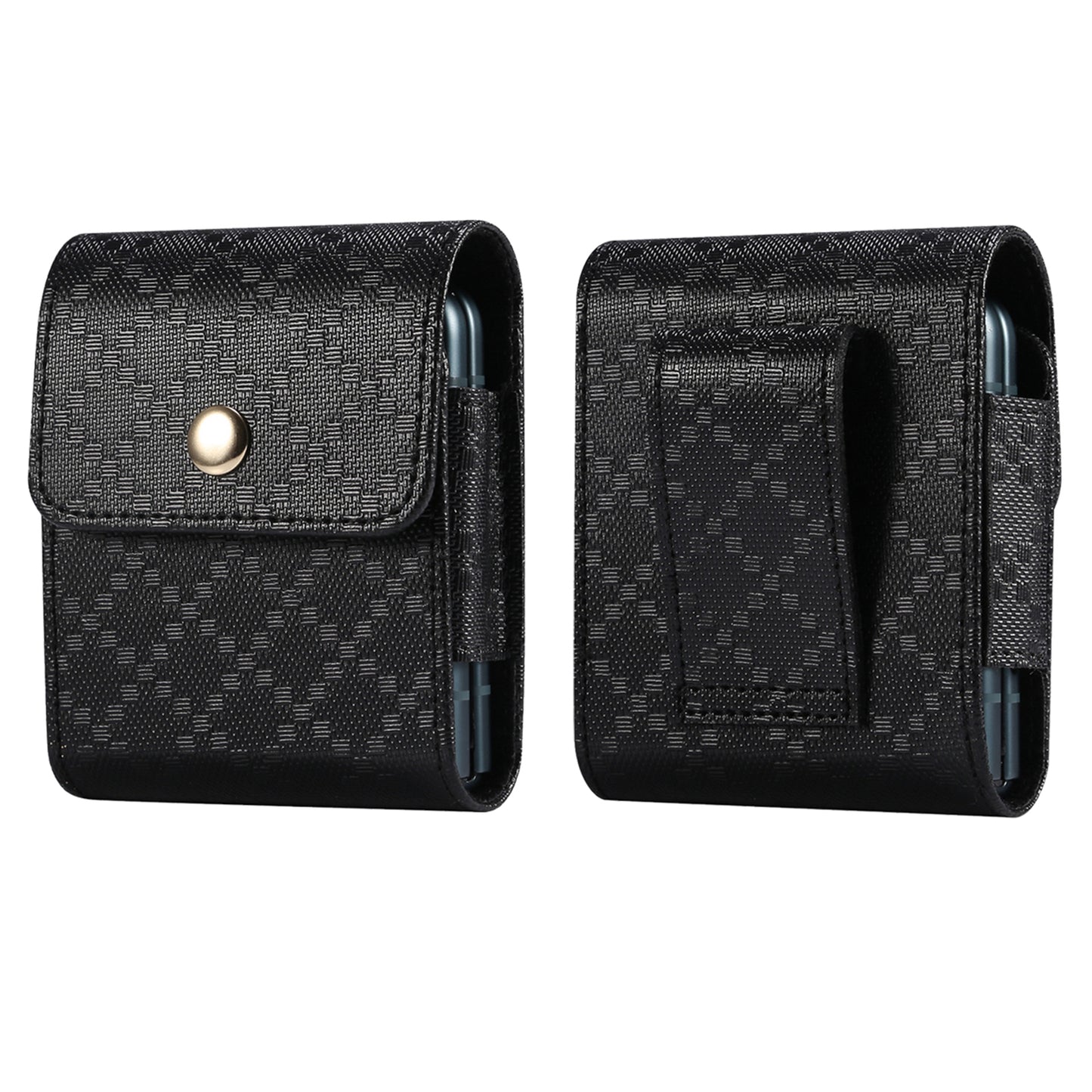 Grid Pattern Microfiber Leather Vertical Flip Cellphone Belt Loop Holster Case Belt Waist Bag for Samsung Galaxy Z Flip / Galaxy Z Flip3 5G / Motorola Razr 5G
