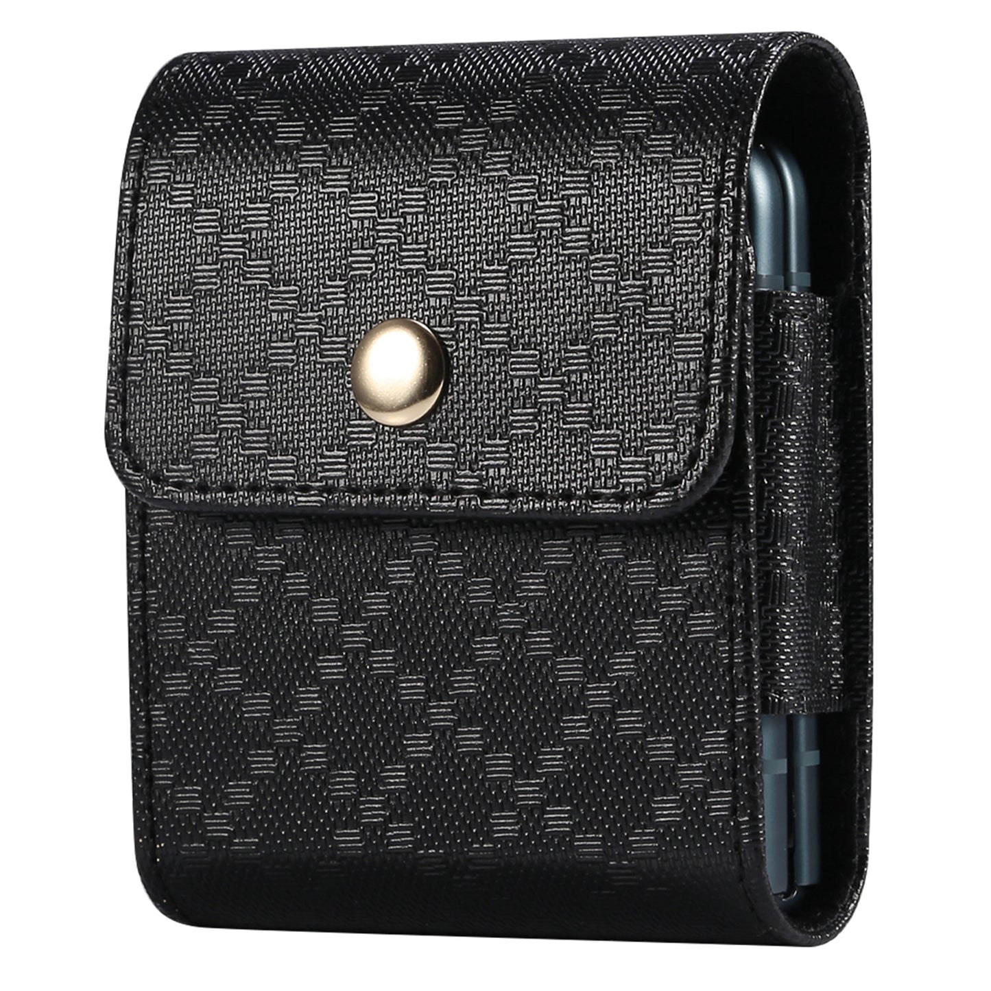 Grid Pattern Microfiber Leather Vertical Flip Cellphone Belt Loop Holster Case Belt Waist Bag for Samsung Galaxy Z Flip / Galaxy Z Flip3 5G / Motorola Razr 5G