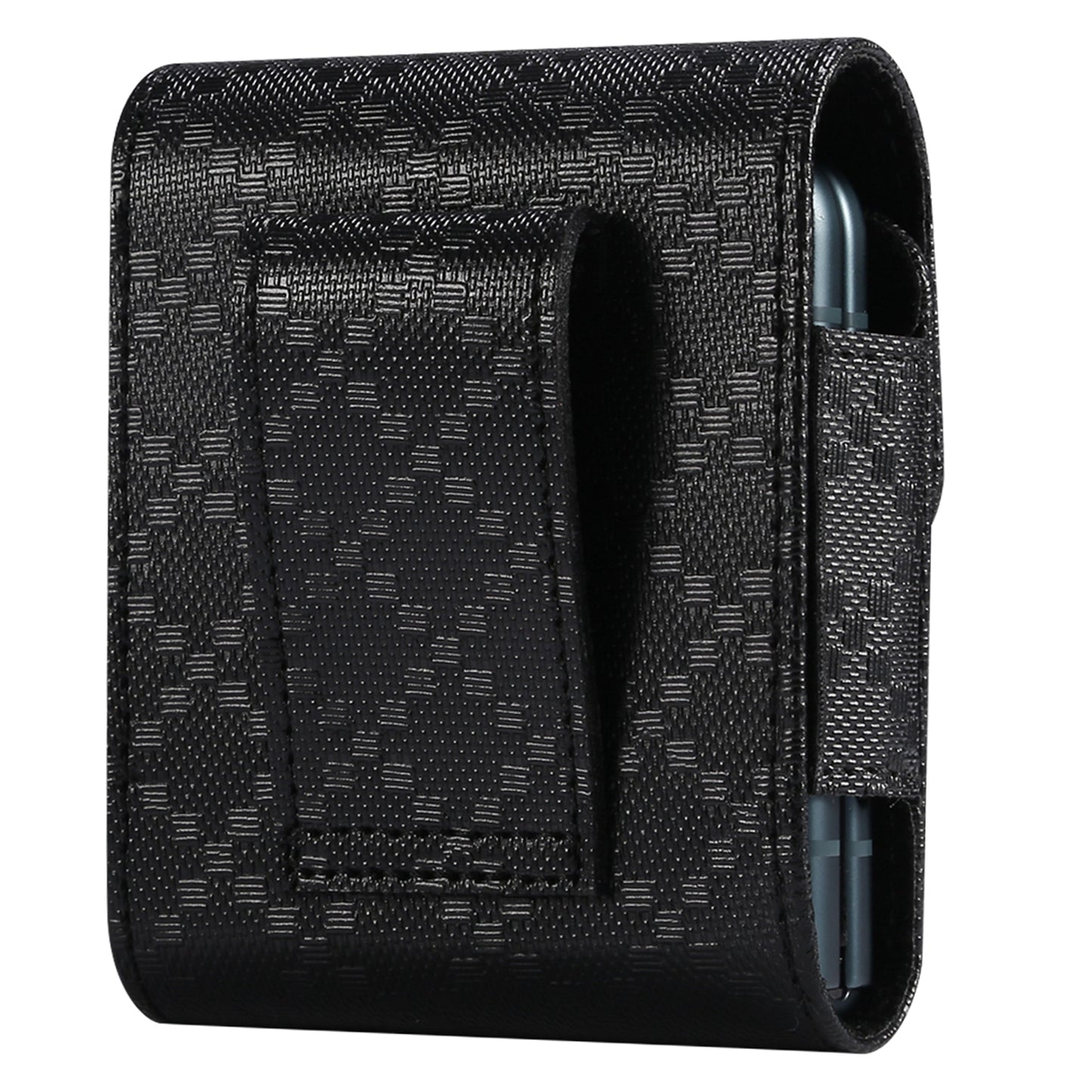 Grid Pattern Microfiber Leather Vertical Flip Cellphone Belt Loop Holster Case Belt Waist Bag for Samsung Galaxy Z Flip / Galaxy Z Flip3 5G / Motorola Razr 5G