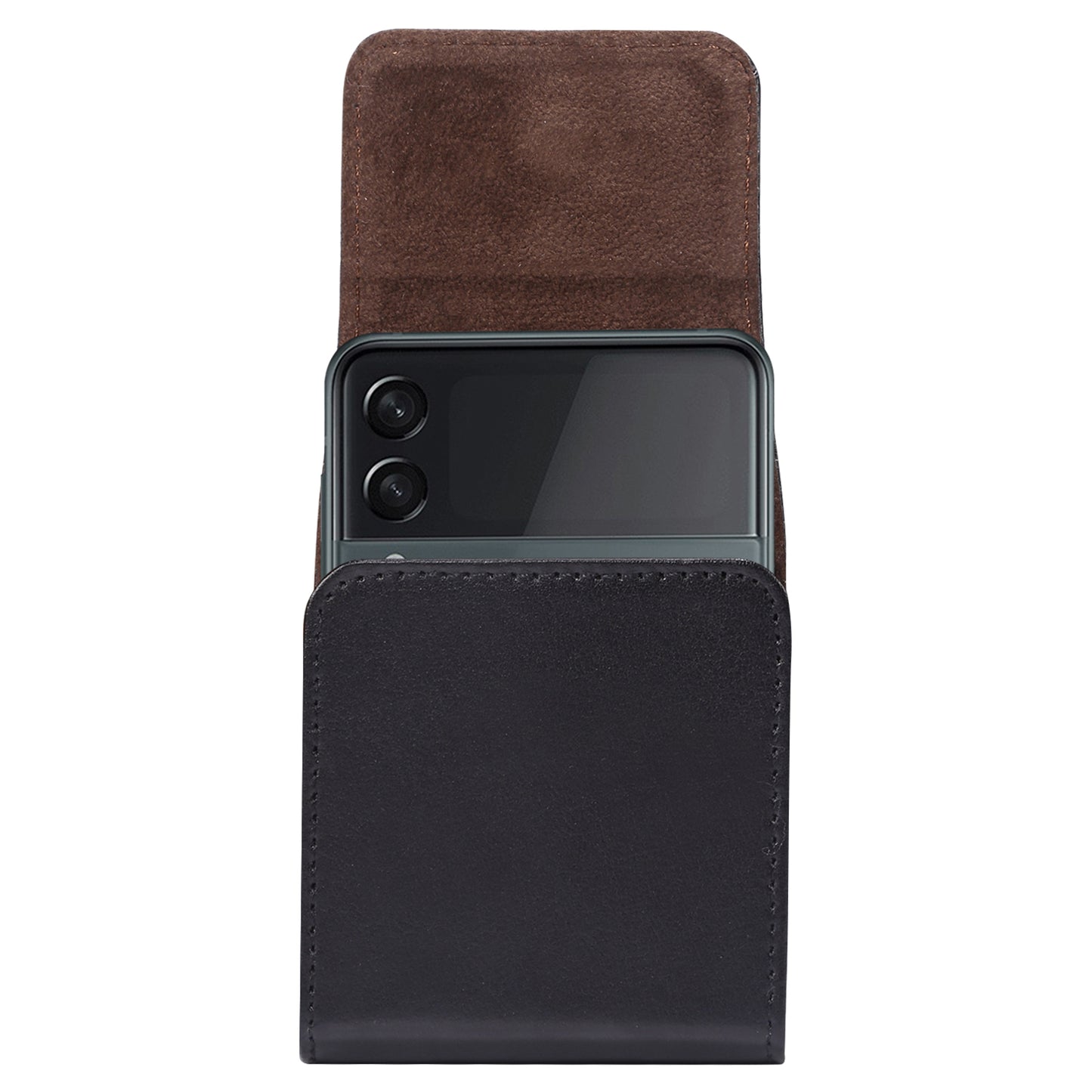 Genuine Leather Waist Folding Phone Bag for Huawei P50 Pocket / Pocket S / Samsung Galaxy Z Flip3 5G / Z Flip 5G / Z Flip, Belt Clip Magnetic Flip Phone Case