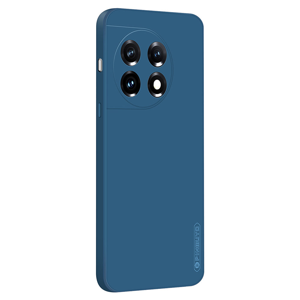 PINWUYO JK TPU-2 Series for OnePlus 11 5G Phone Case Fiber Flocking Lining Camera Lens Protection TPU Cover - Dark Blue