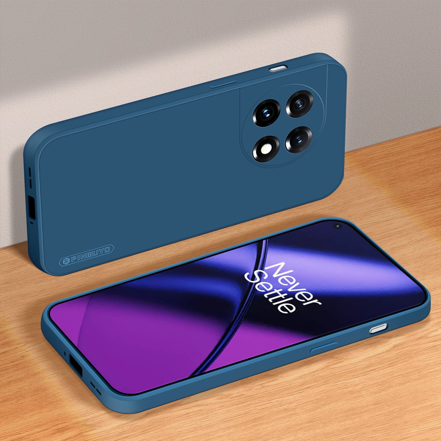 PINWUYO JK TPU-2 Series for OnePlus 11 5G Phone Case Fiber Flocking Lining Camera Lens Protection TPU Cover - Dark Blue