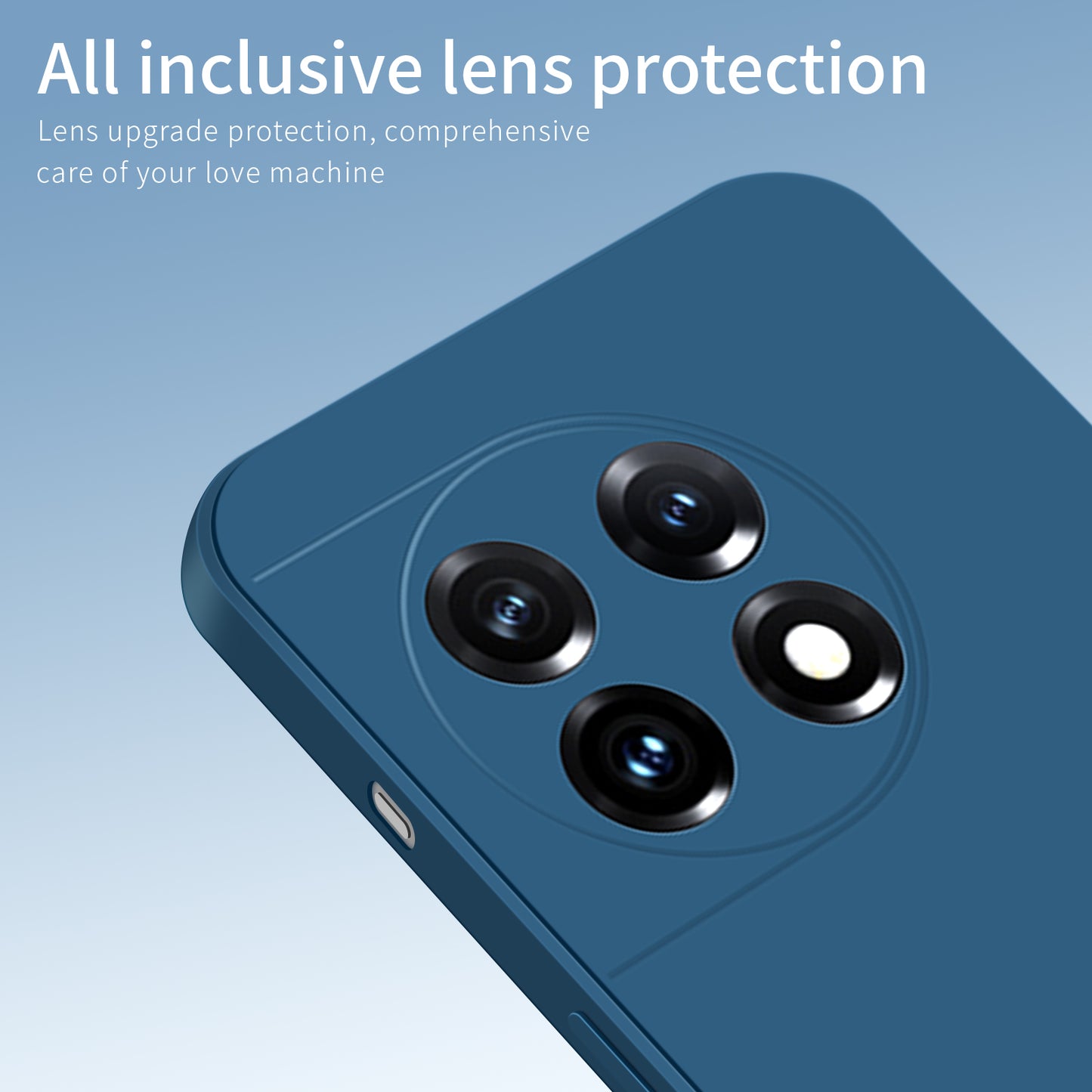 PINWUYO JK TPU-2 Series for OnePlus 11 5G Phone Case Fiber Flocking Lining Camera Lens Protection TPU Cover - Dark Blue