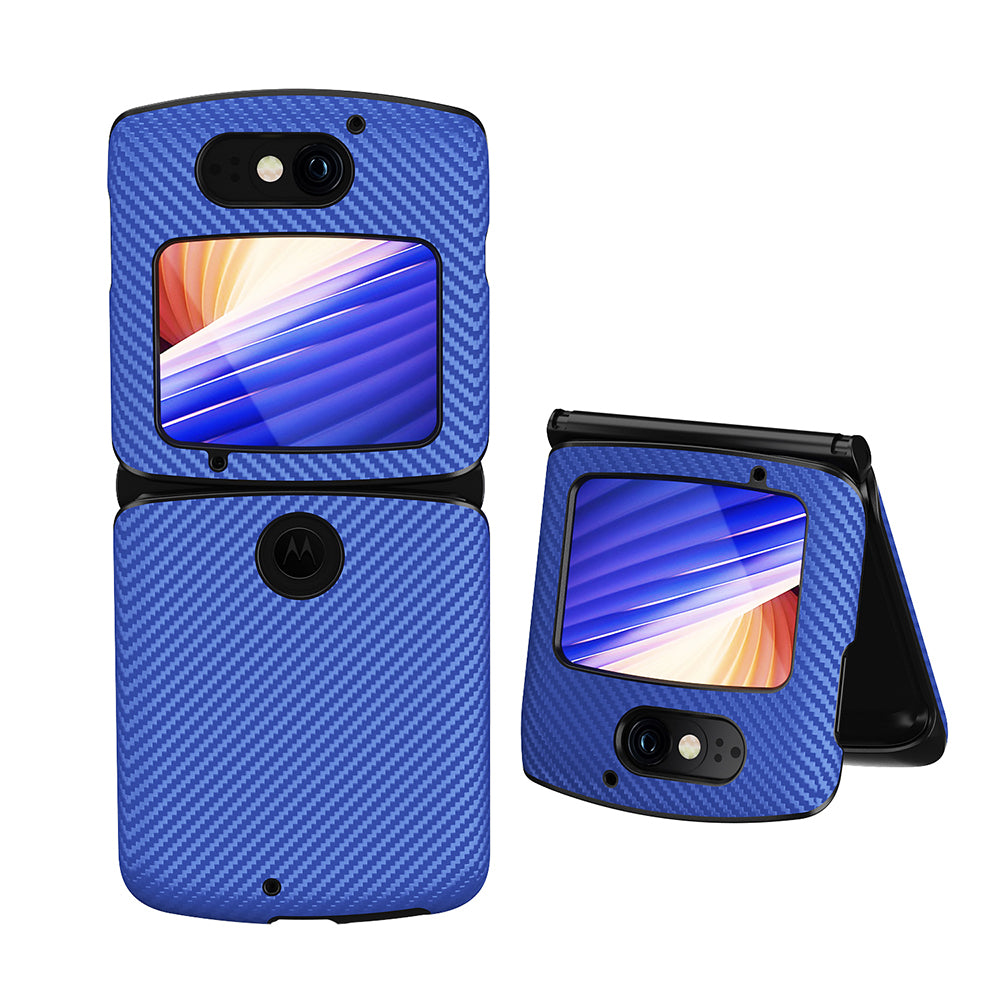 Shockproof PC + PU Leather Phone Protective Cover Shell for Motorola Razr 5G - Blue