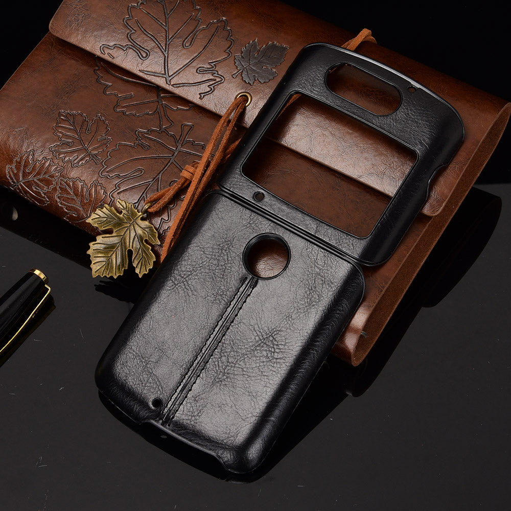 PC + TPU Hybrid Case PU Leather Surface Phone Cover for Motorola Razr 5G/Razr (2020) - Black