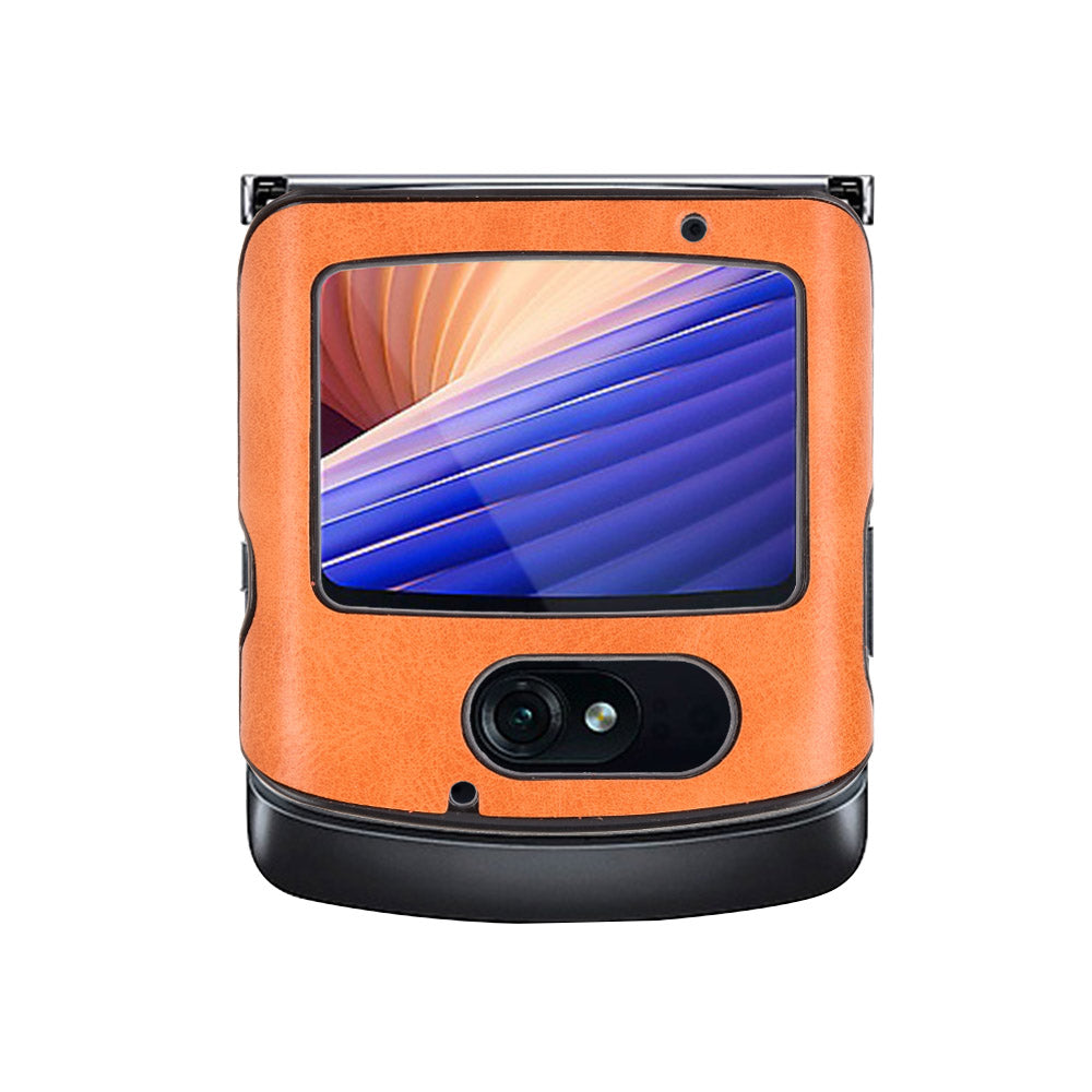 PC + TPU Hybrid Case PU Leather Surface Phone Cover for Motorola Razr 5G/Razr (2020) - Yellow