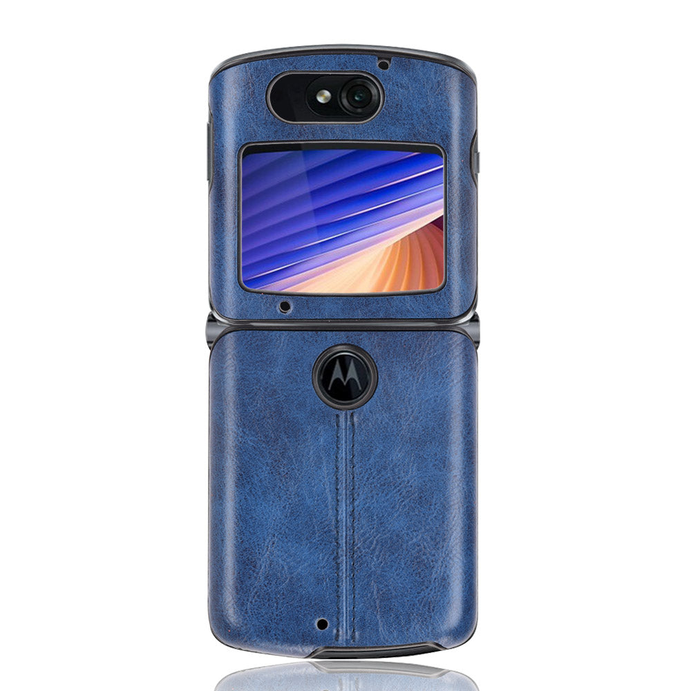 PC + TPU Hybrid Case PU Leather Surface Phone Cover for Motorola Razr 5G/Razr (2020) - Blue