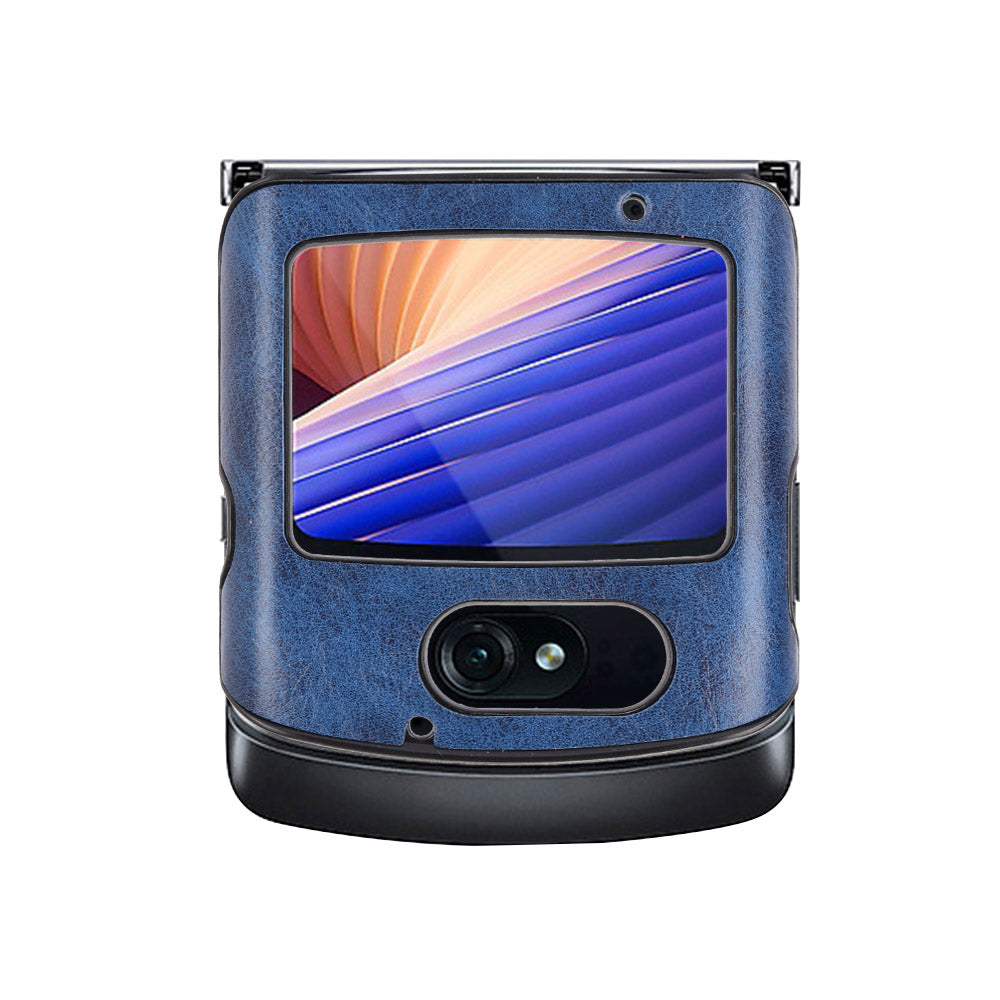 PC + TPU Hybrid Case PU Leather Surface Phone Cover for Motorola Razr 5G/Razr (2020) - Blue