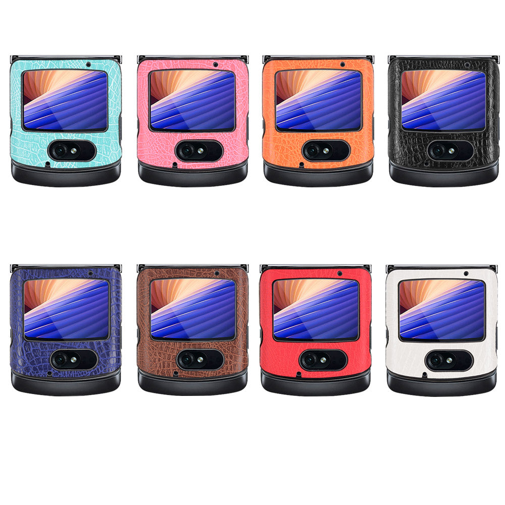 Crocodile Texture PU Leather Coated Plastic Phone Case for Motorola Razr 5G / Razr 2020 - Black