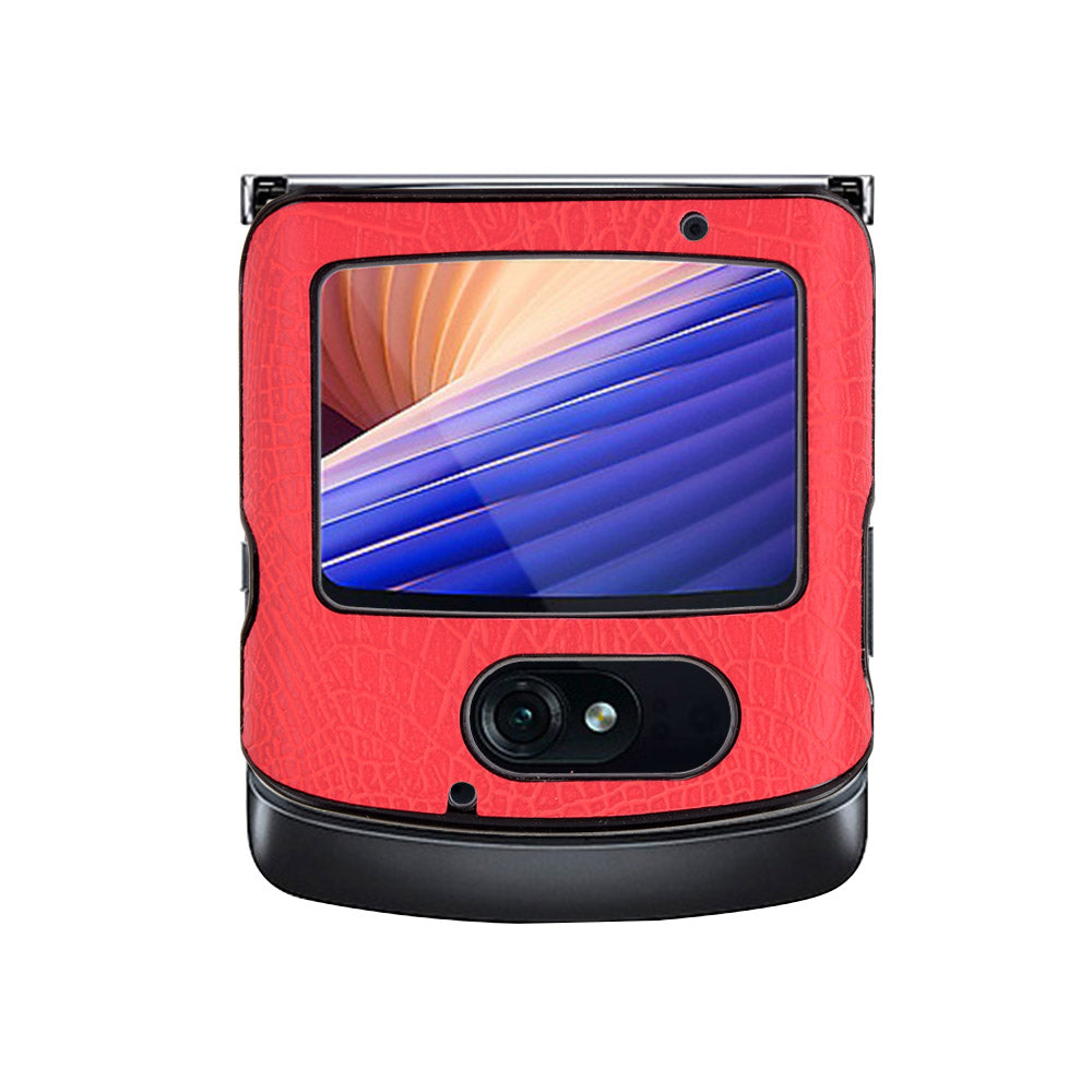 Crocodile Texture PU Leather Coated Plastic Phone Case for Motorola Razr 5G / Razr 2020 - Red